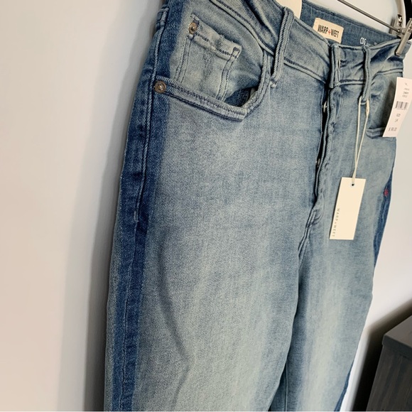 SZ14W WARP + WEFT ICICLE CDG PARIS STRETCH HIGH-RISE STRAIGHT JEAN TUXEDO STRIPE - Picture 7 of 14